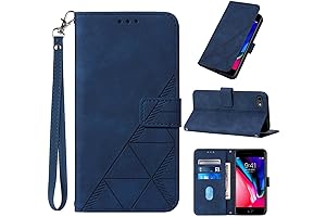 iPhone SE 2022/8/7/6S Wallet Case with Kickstand, Wrist Strap,Card Holder Slots PU...