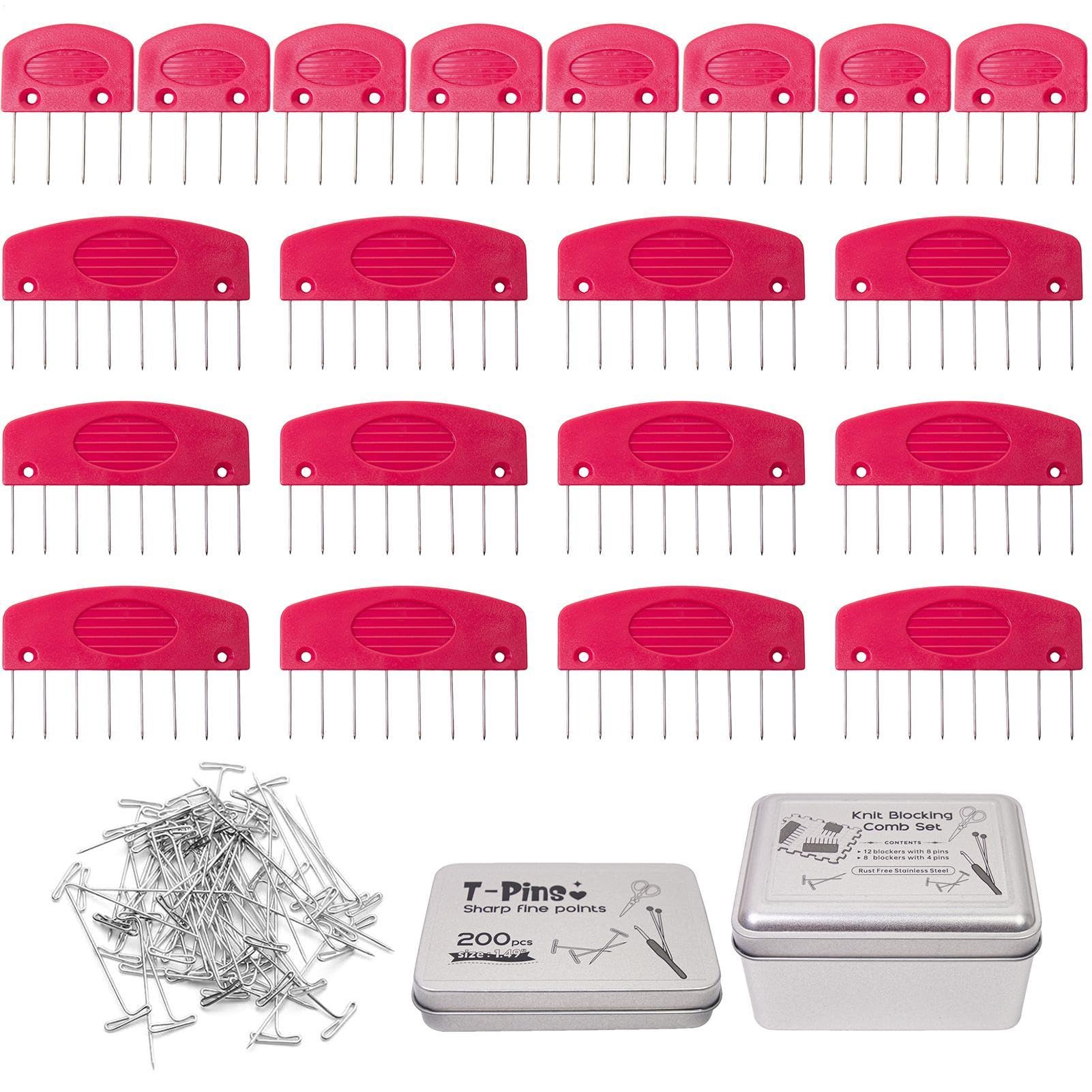 Bloqueo de crochet combs set portátil y kit de alfiler para tejer encajes