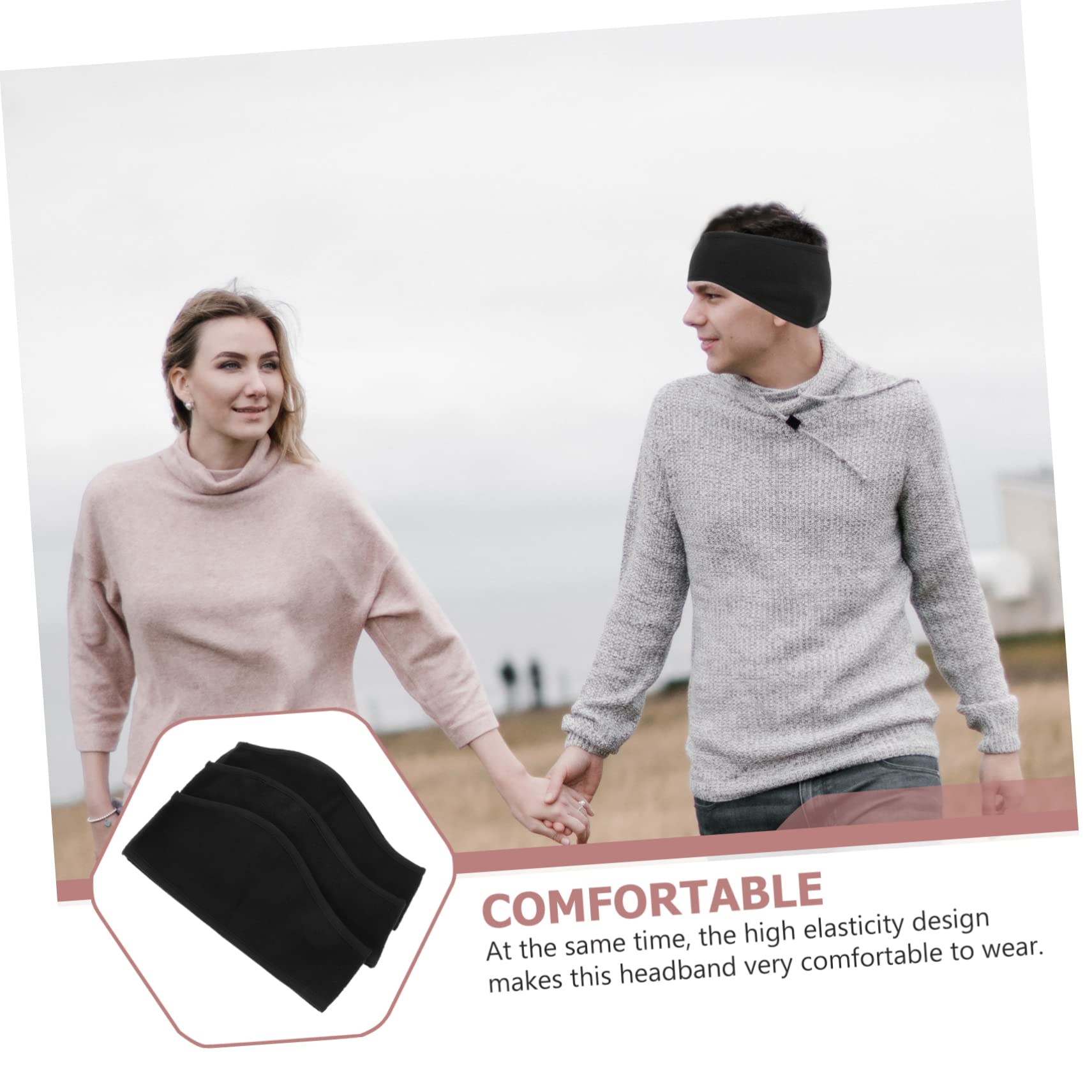 Abaodam Fleece Headband Set 3 Pack Winter Wrap Warm Ear Unisex Sports Headwear Windproof