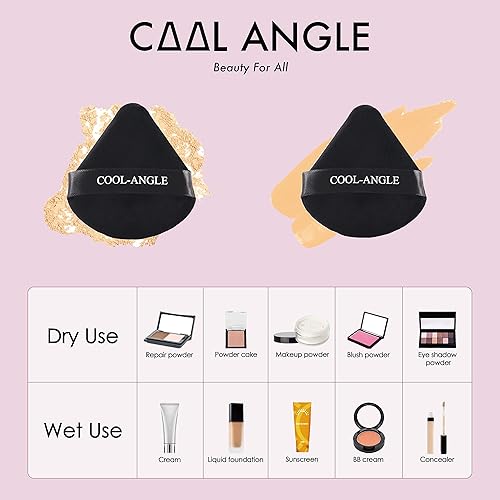 Miniatura 2 de 2 unidades de polvo de maquillaje triangular para polvo facial impecable, suave, lavable y reutilizable, aplicadores para debajo de los ojos y