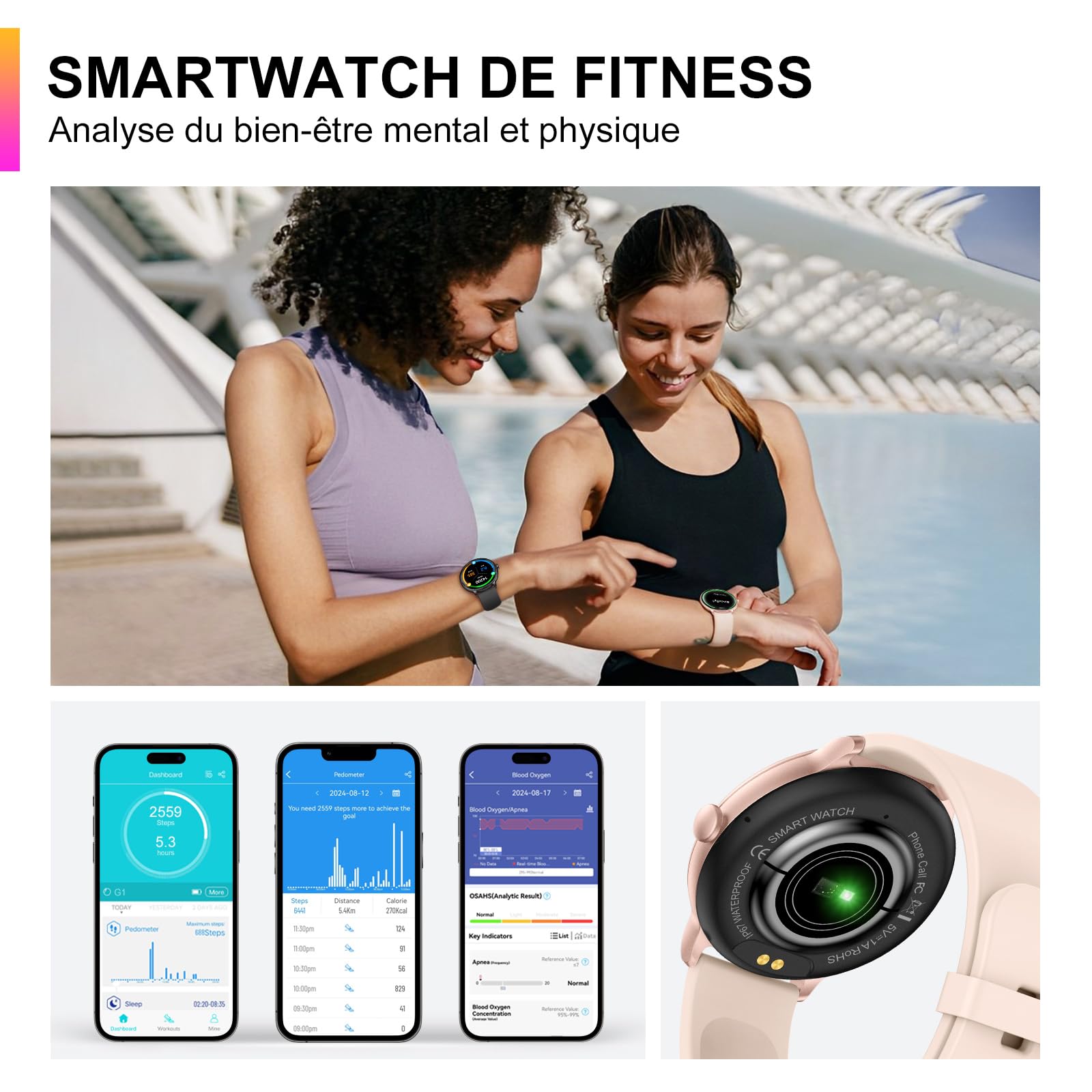 Montre Connectée Homme Femme, 1.43'' AMOLED Smartwatch avec Appel Bluetooth, Montre Connectee avec Moniteur de Fréquence Cardiaque, Podomètre Etanche IP68 Montre Intelligente pour Android iOS