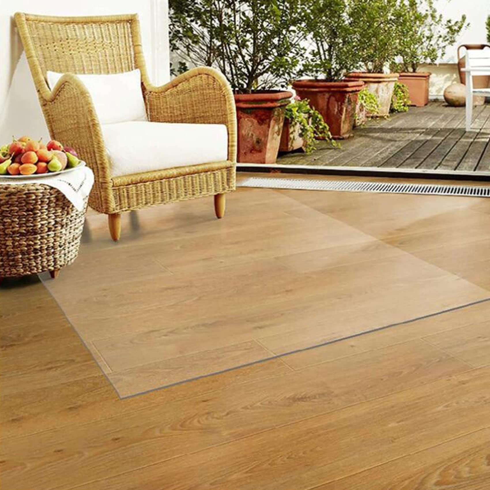 Tapis de Protection de Sol rectangulaire Transparent en PVC de 1,5 mm pour la Maison, Le Bureau, l'étude, Le Sol en Bois, Protecteur de Sol en PVC Transparent Transparent, 160/170/180/190 cm
