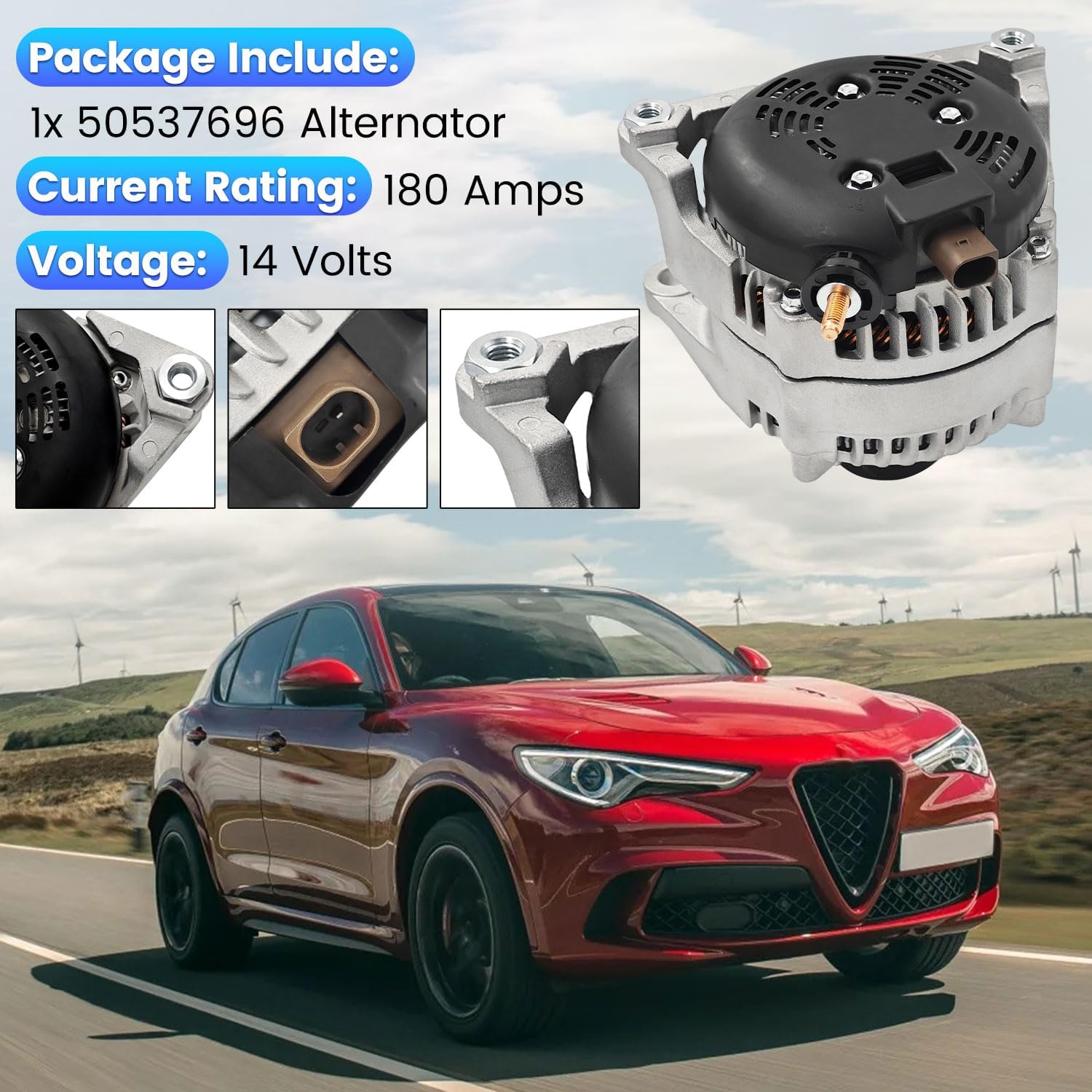Alternator 180A 14V Compatible With Alfa Romeo Stelvio 2018-2020 for Giulia 2017-2020 50537696 570050552