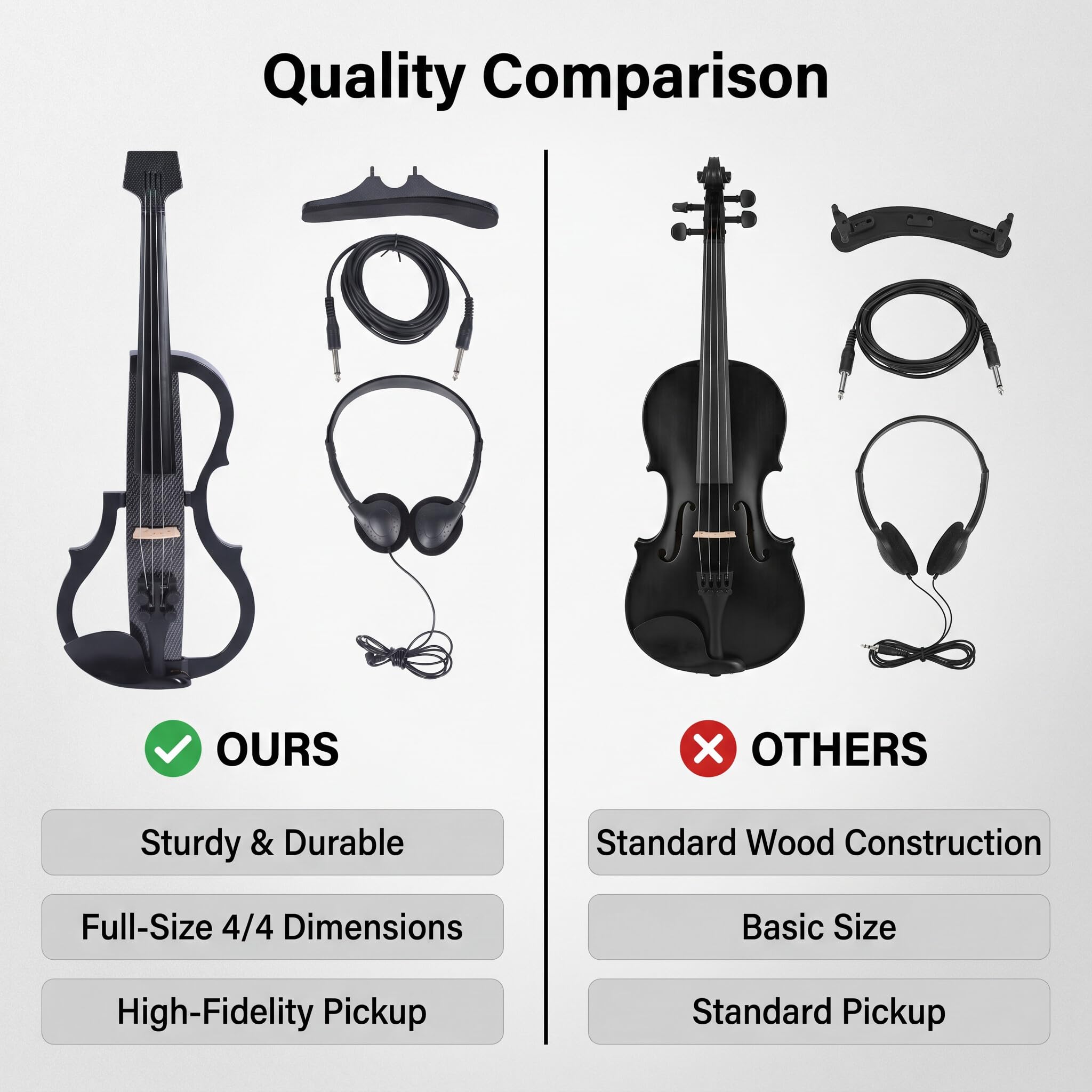 Violino Elettrico, Violino Elettrico Silenzioso Professionale a Grandezza Naturale 4/4 con Pickup per Adolescenti Adulti (Tipo 2)