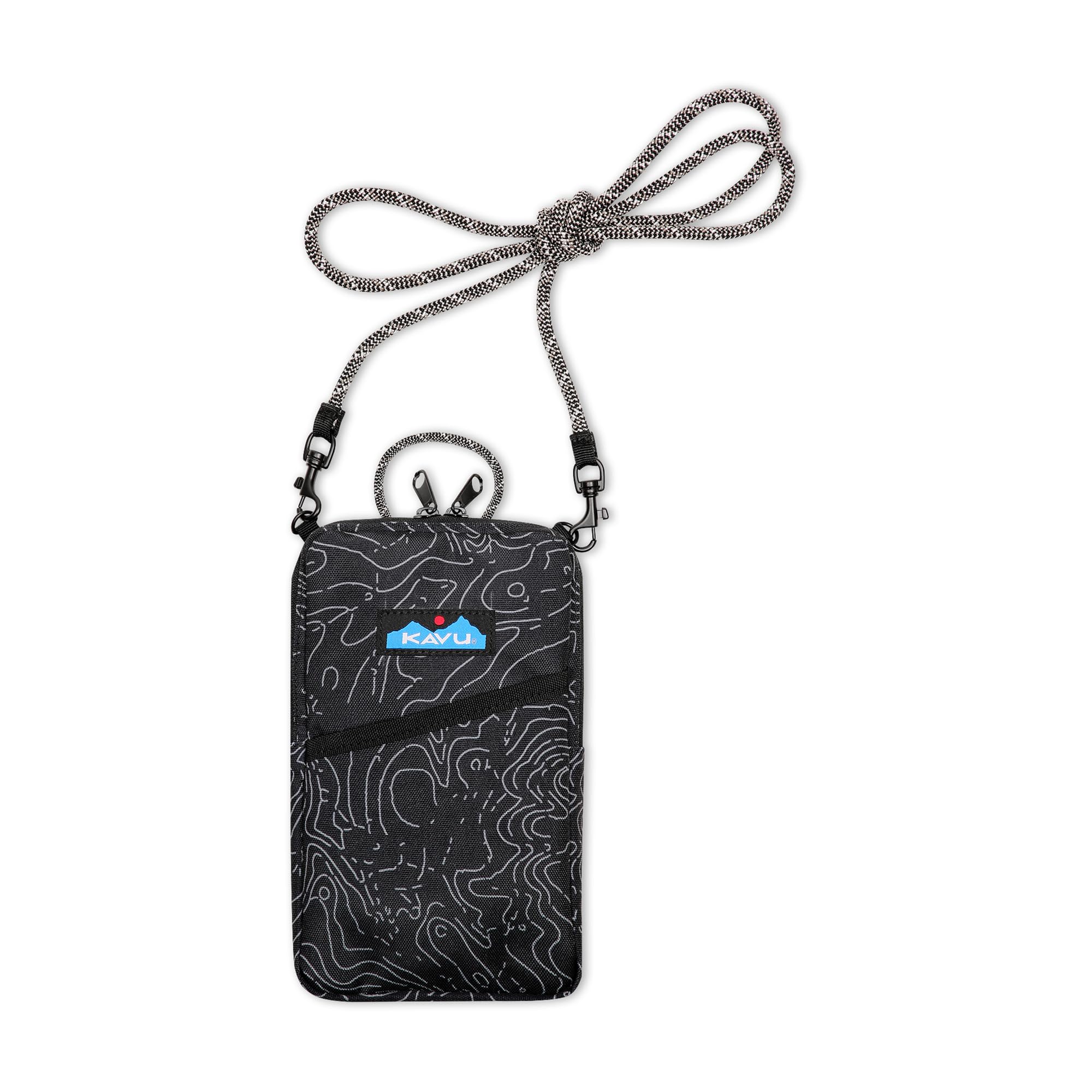 KAVU Essential Case Zip Crossbody Wallet with Rope Strap-Black Topo