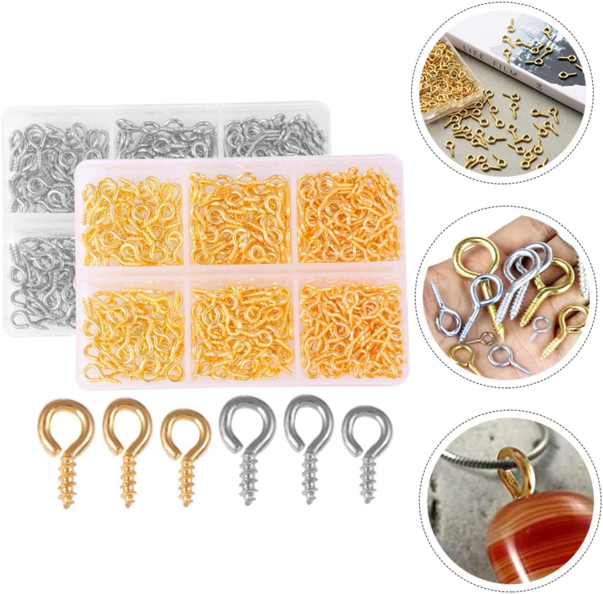 Gadpiparty Iron Screw 2 Boxes of Hook for Crafts Jewelry Decorative Projects Rustproof and