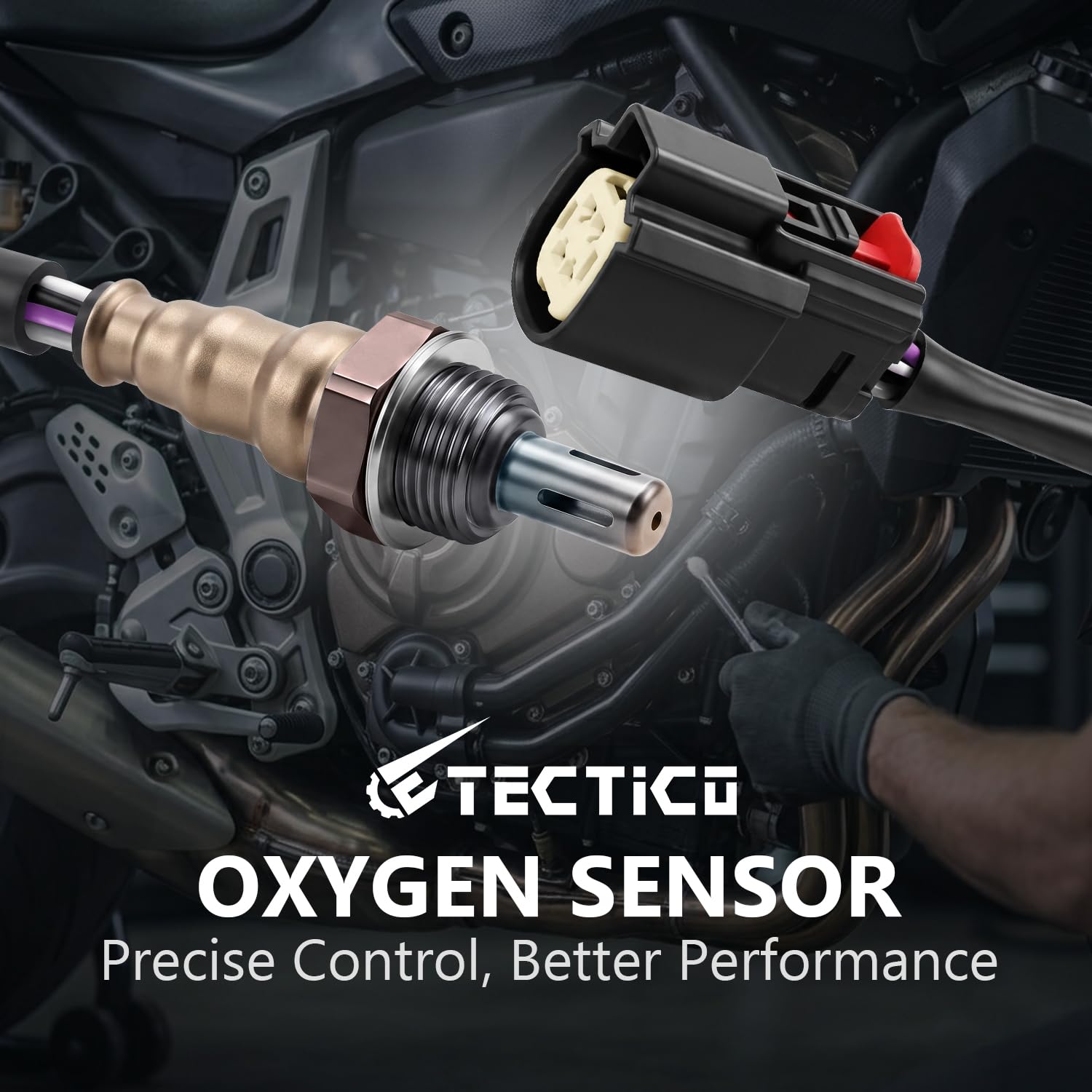 TECTICO Sonde Lambda Arrière Capteur D'oxygène 32700006 250-241066 932-14066 Compatible avec Harley-Davidson, 1 pièce