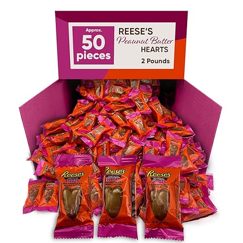 Miniatura 1 de Caramelos de chocolate Reeces con mantequilla de maní con corazón para cestas del día de la madre, 2 libras aproximadamente 50 bocadillos de