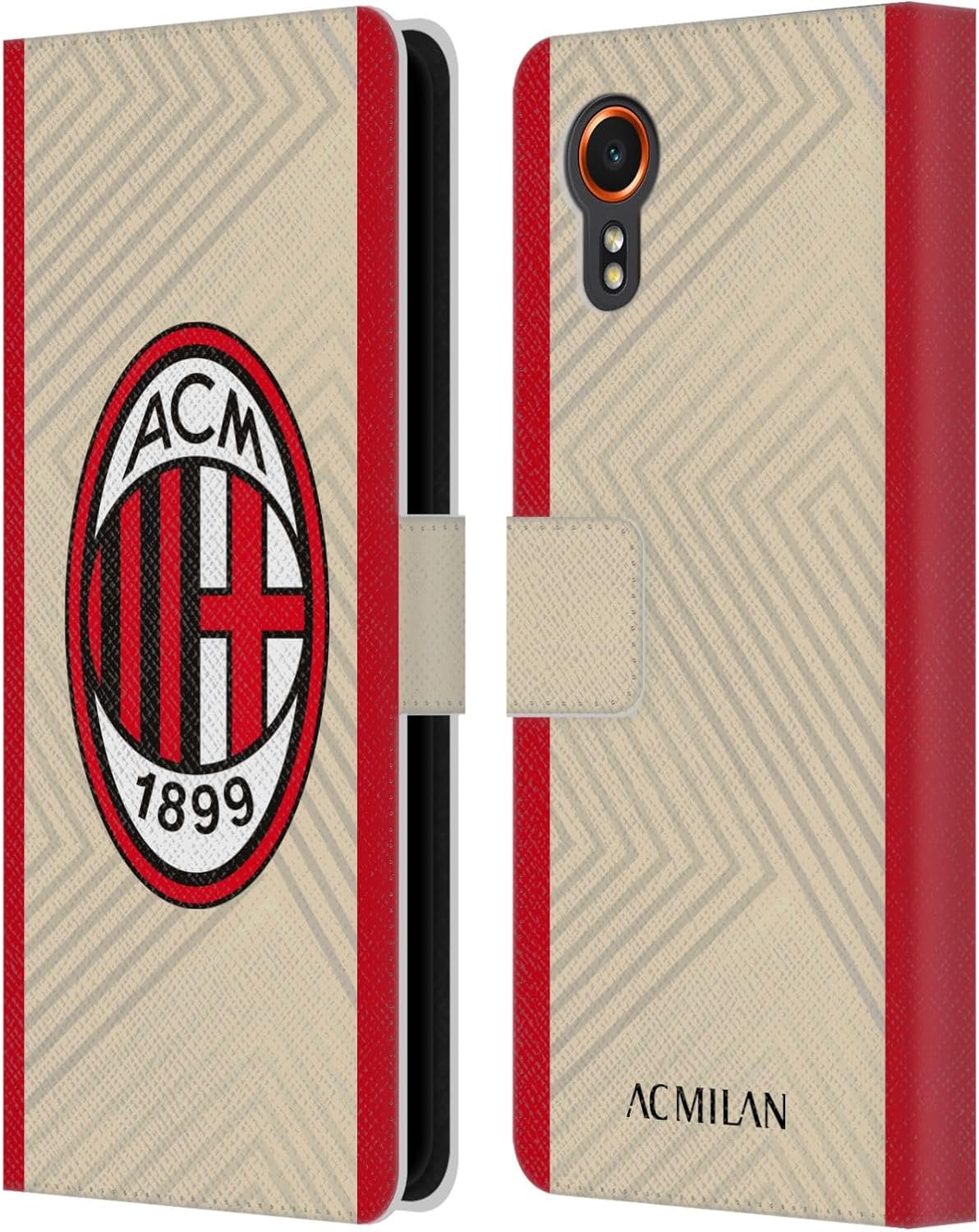 Head Case Designs Officially Licensed AC Milan Away 2021/22 Crest Kit Leather Wallet Case Compatible with Samsung Galaxy Xcover7 5G