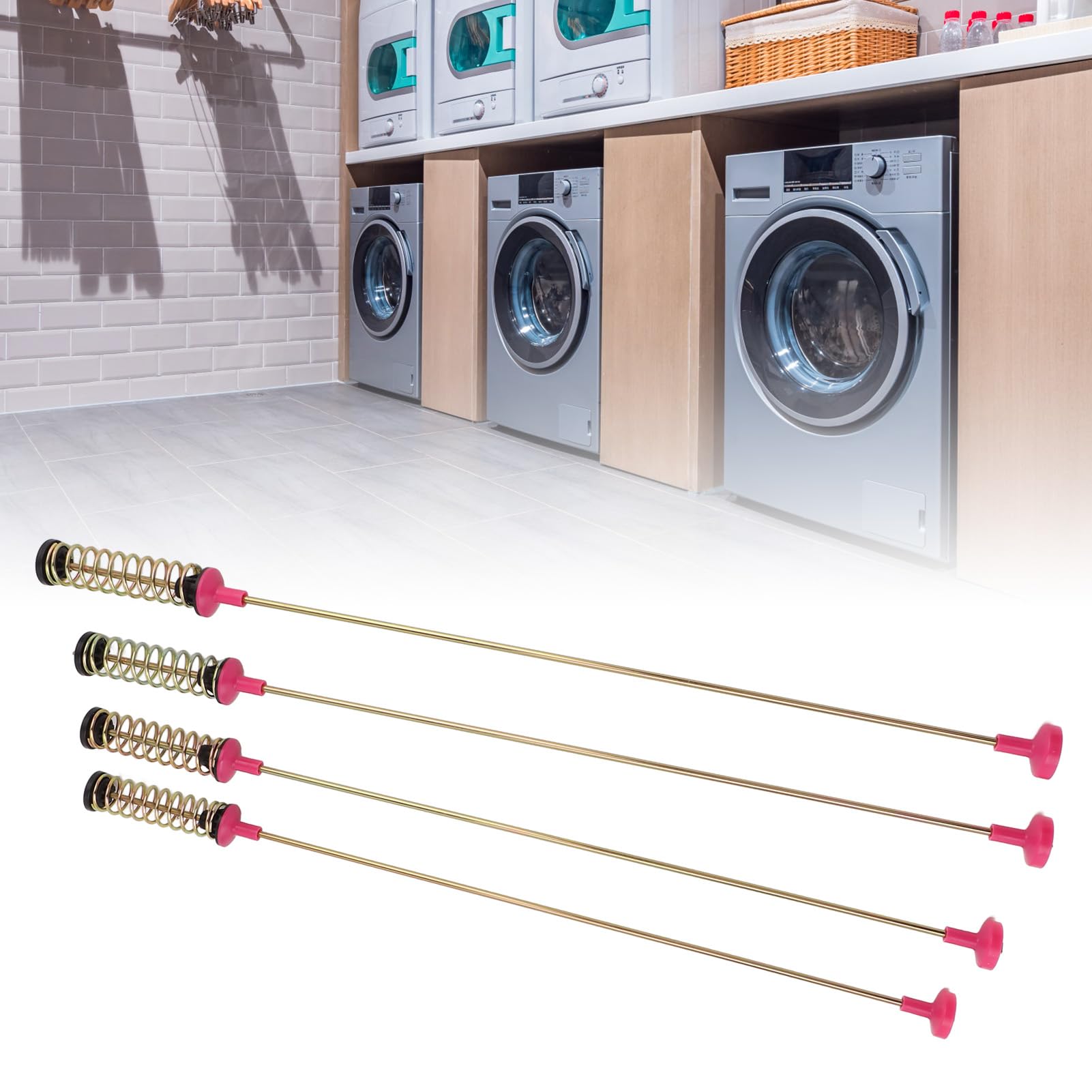 Qcwwy 4 Varillas de Suspensión para Lavadora, Varillas de Soporte Antivibración y Reducción de Ruido para Lavadoras, Fijan el Equilibrio de Vibraciones para Electrodomésticos WA50R5400AV