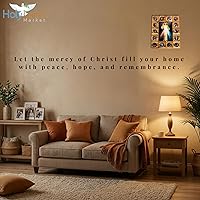 Vista 2 de Holy Land Market Stations of The Cross Icon Plaque All in Olive Wood from Belén (11.4 x 9.4 in o 11,5 x 9,5 pulgadas) (Divine Mercy)