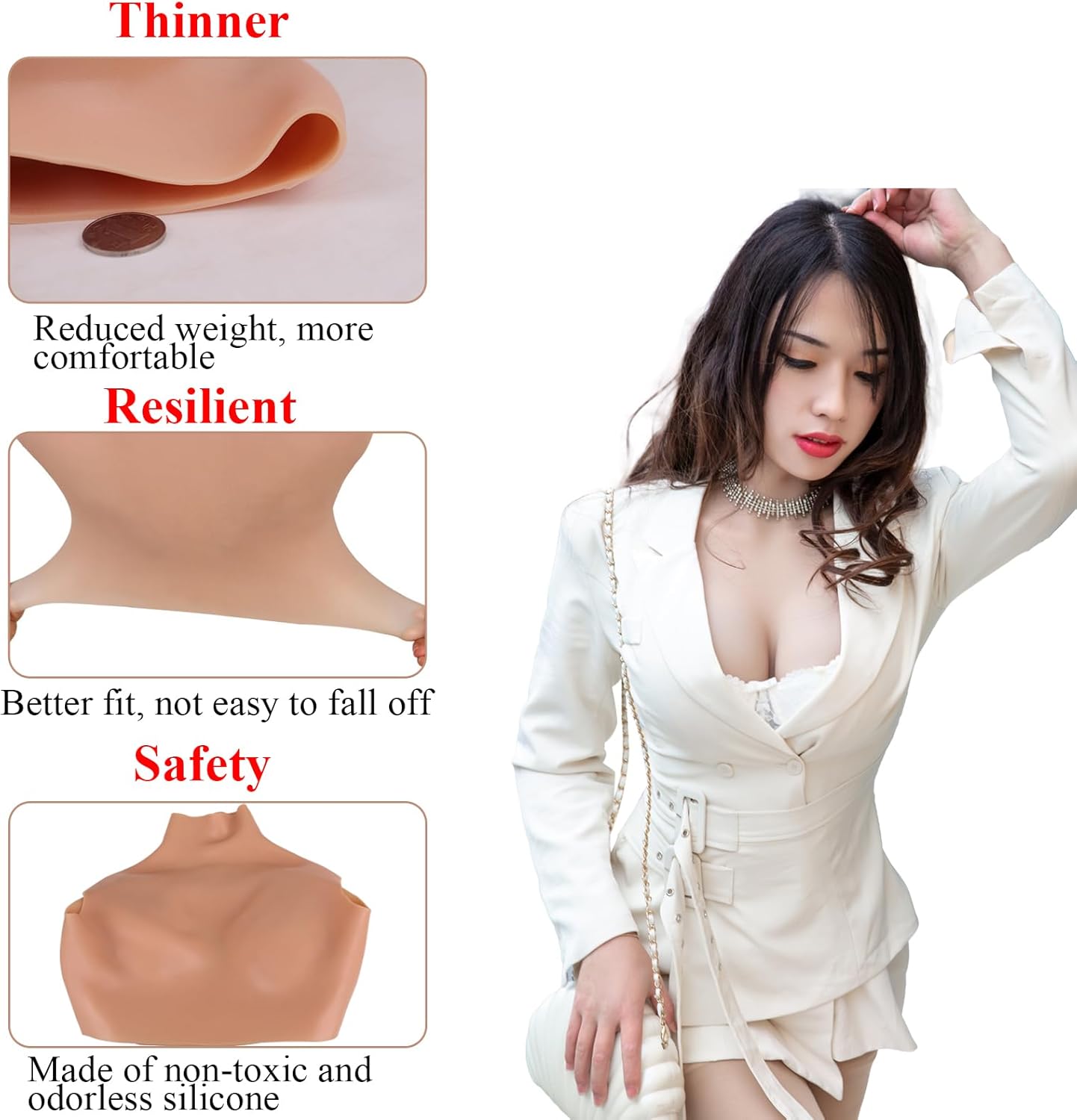 Realistic Breast Forms Silicone Breastplate for Crossdresser Drag Queen Mastectomy Transgender ladyboy Cosplayer