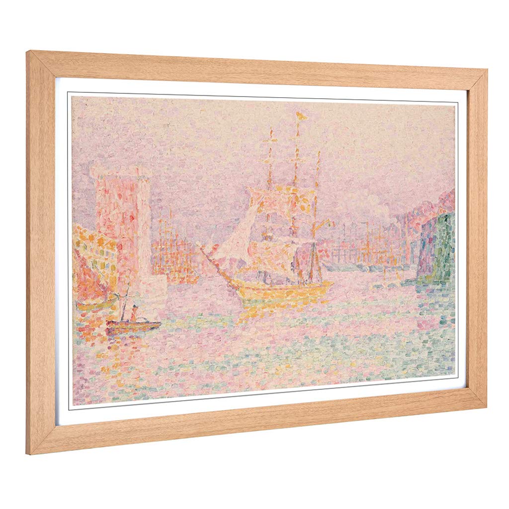 Big Box Art Framed Print of Paul Signac The Harbour at Marseilles Design | Wall Art Picture | Home Decor for Kitchen, Living Room, Bedroom, Hallway, Oak, A2 / 24.5x18 Inch / 62x45cm