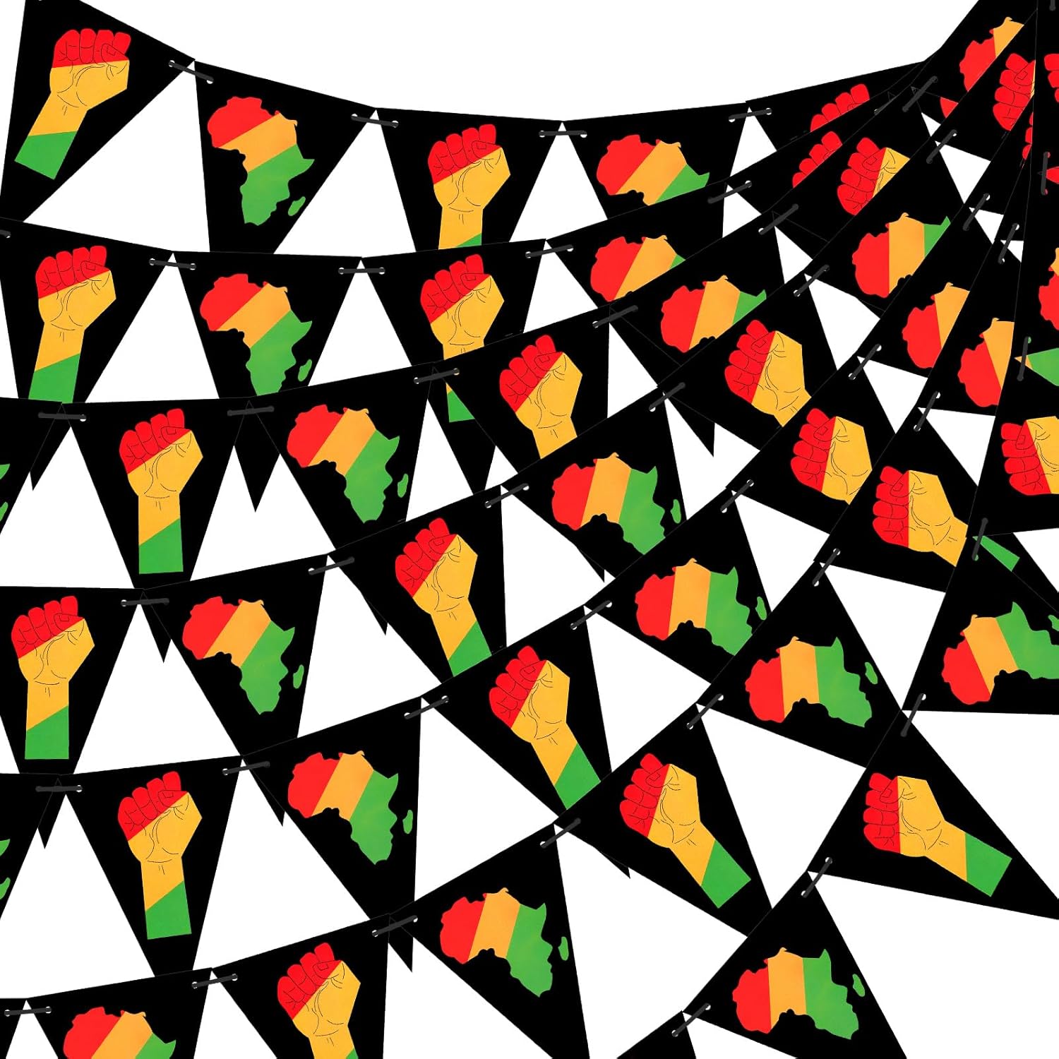 Gueevin 120 Pcs 100 ft Black History Month Party Decoration Banner for African Black History Month Themed Party Decoration Supplies 19th June 1865 Juneteenth Day