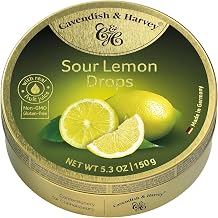 Cavendish and Harvey Sour Lemon Drops Hard Candy 2-Pack Old Fashioned Candy Delicious and Intense Flavored Lemon Drops Fruit Candy in Elegant Tins Ideal for Office, Home, On The Go