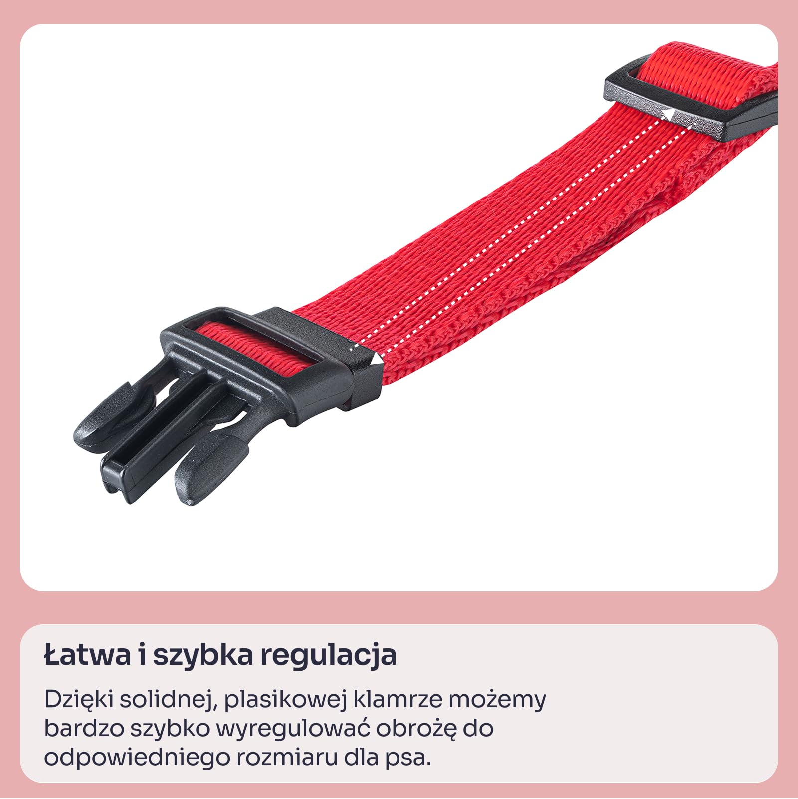 Chaba Obroża dla Średniego Psa | Regulowana 31-53cm | Szerokość 2cm | Materiałowa, Parciana | Lekka | Mocny Zatrzask | NO SHARP | Wytrzymała Taśma | CZERWONA - L
