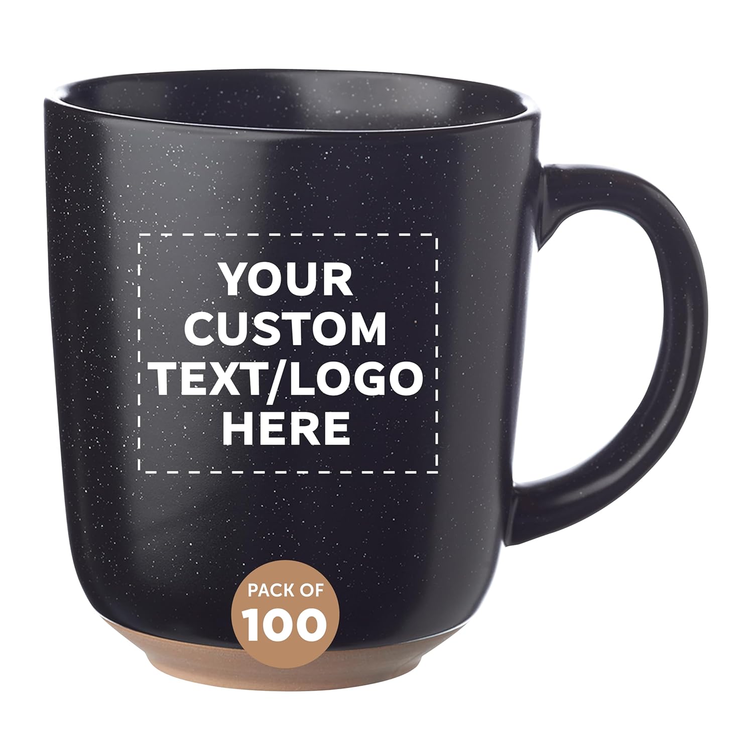 DISCOUNT PROMOS Custom Ocean Pines Speckled Clay Bistro Mugs 17 oz Set of 100 Personalized Bulk Pack -