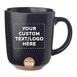 DISCOUNT PROMOS Custom Ocean Pines Speckled Clay Bistro Mugs 17 oz Set of 100 Personalized Bulk Pack -