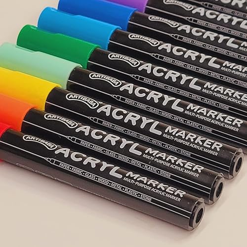 Miniatura 5 de Rotuladores acrílicos  Pintura rupestre 12 colores 0.079 in pintura rupestre, cerámica, vasos, vidrio, huevo de Pascua, madera, letras de tela,