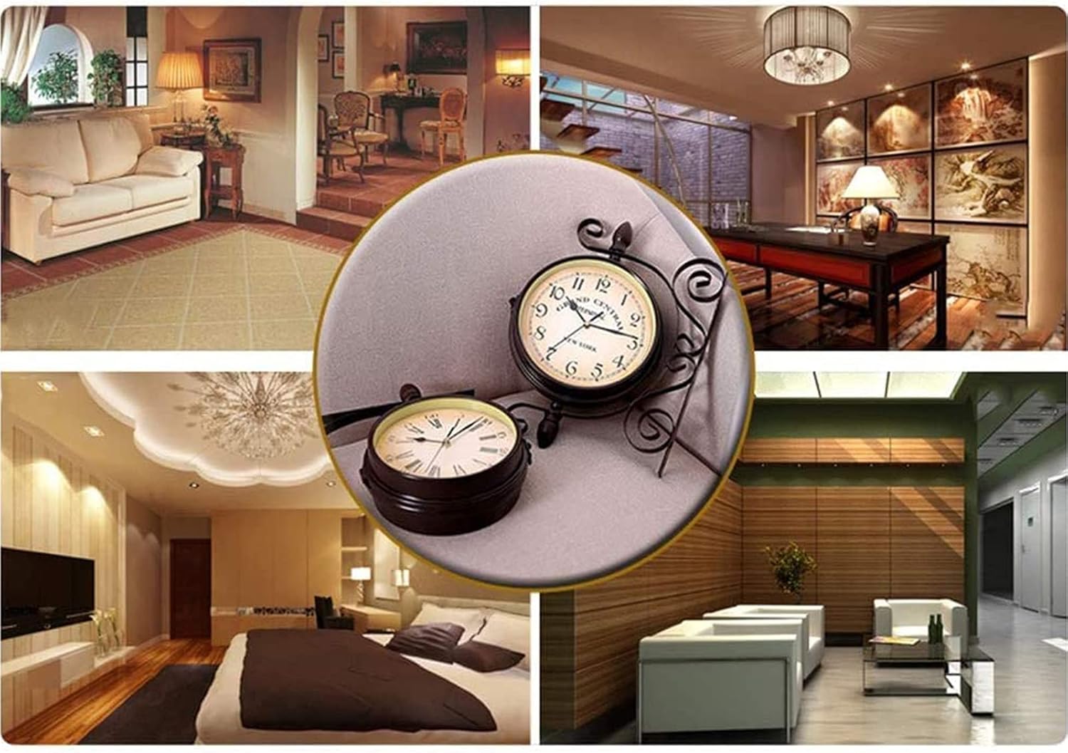 Outdoor Garden Wall Clock, Station Wall Clock Double Sided Garden Clock with Outside Bracket Waterproof Outdoor Clock Indoor Outdoor Decoration