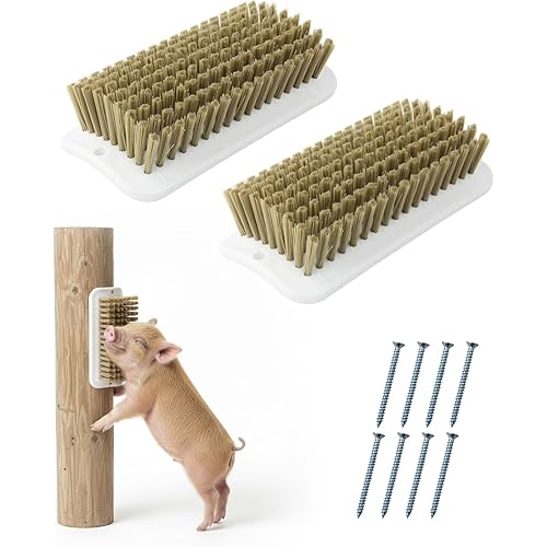 2 PCS Pig Toy, Pig Self-Grooming Scratch Brush with Hanging Hole for Scratching Itches, Massages Skin and Relieves Stress, Mini Pig Supplies for Barns, Outdoor Stumps, Fences