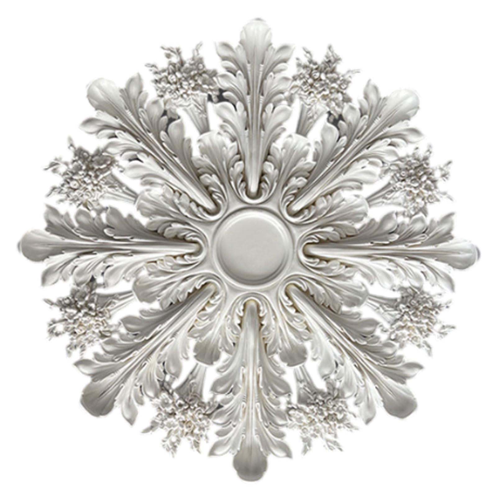 PU Ceiling Medallion for Fan Lamp, Chandelier, White, Multiple Sizes(White O,60cm)