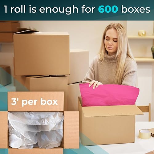 Miniatura 3 de IDL Packaging Rollo de papel de seda SatinPack de 18 pulgadas x 1800 pies, peso de 20 bases, color cereza, papel de seda decorativo sin ácidos para