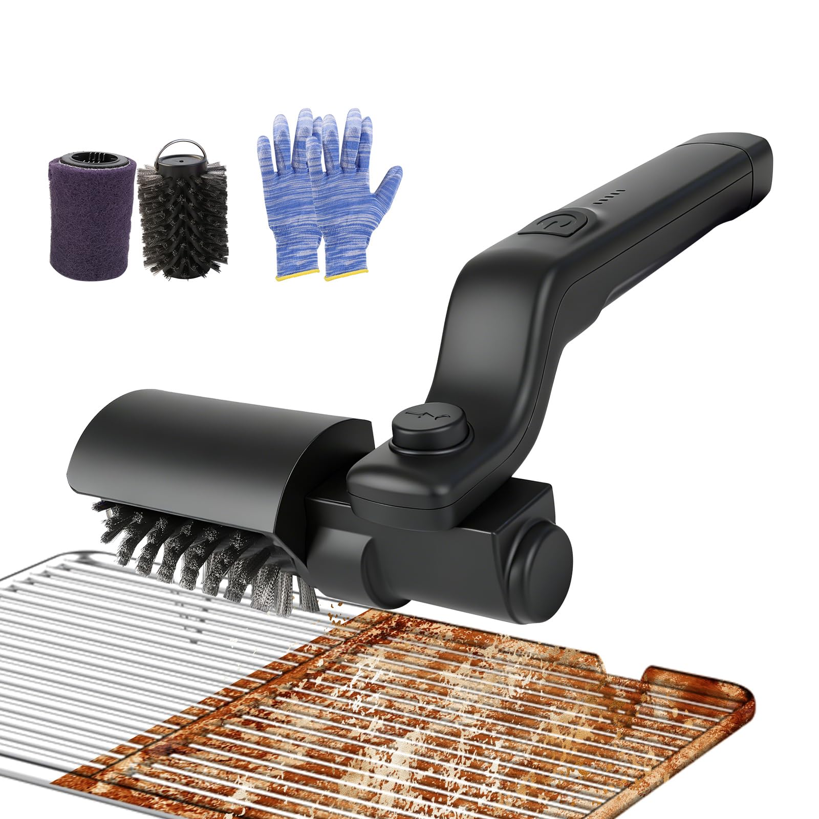 Electric Grill Brush, Cordless BBQ Grill Cleaning Brush with 180° Adjustable Head 3 Speeds 90-120 MIN Runtime IPX4 Waterproof Barbecue Cleaning Brush Kit for BBQ Grates Kitchen Plancha