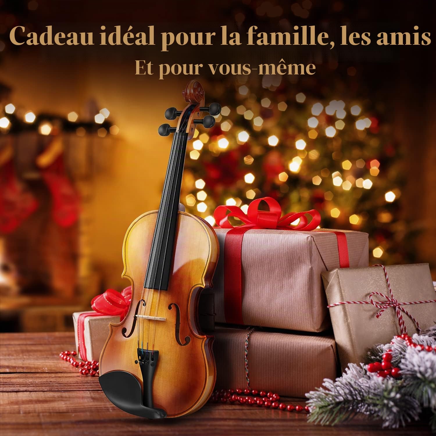 Eastar Ensemble de violon 4/4 en bois massif avec étui rigide, archets, accordeur et cordes supplémentaires EVA-330