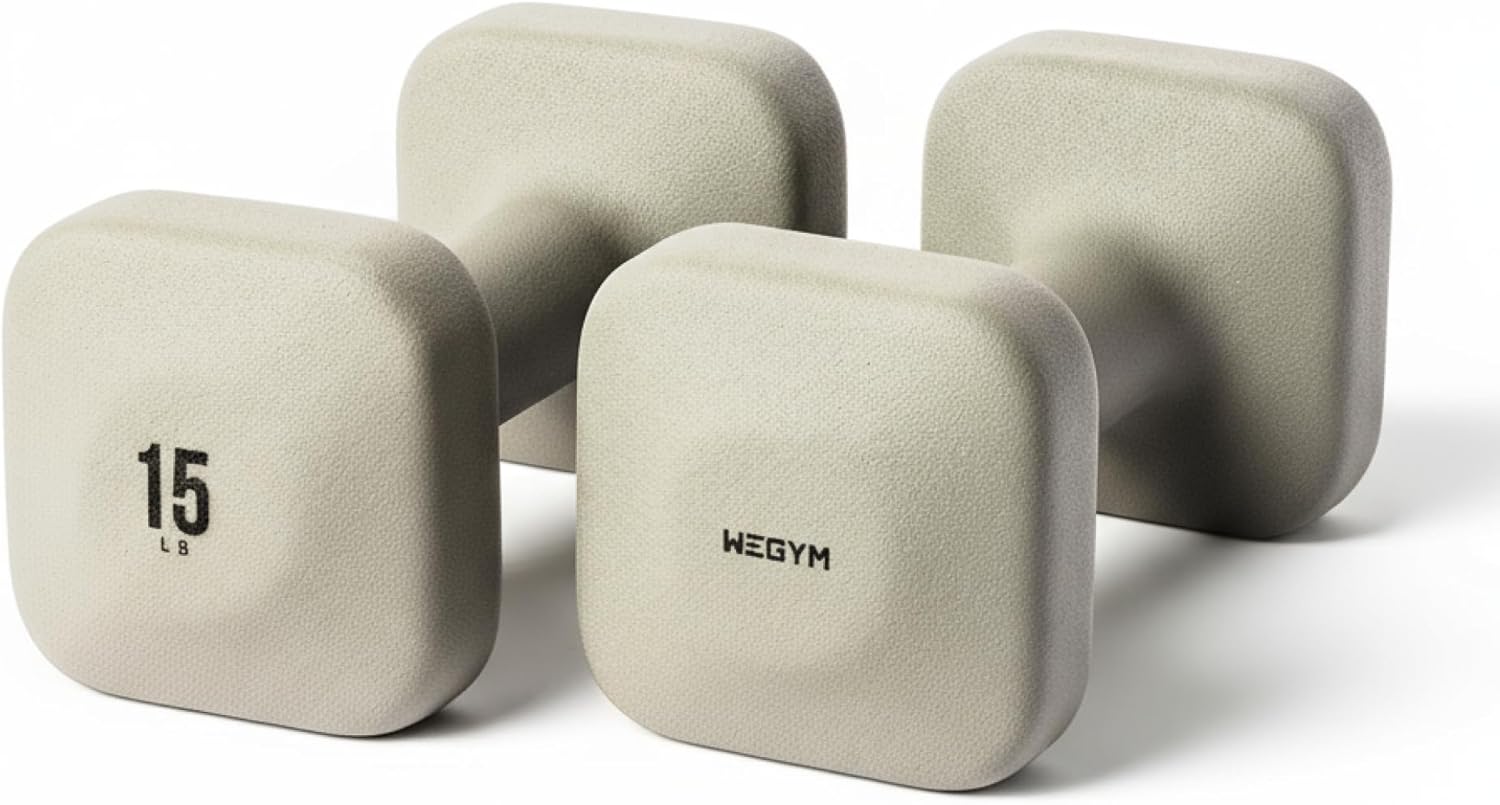 WeGym SafeGrip Square Dumbbells with Anti Slip Handles, Aesthetic Free Weights for Home Workouts, Stable Design Prevents Rolling during Floor Exercises