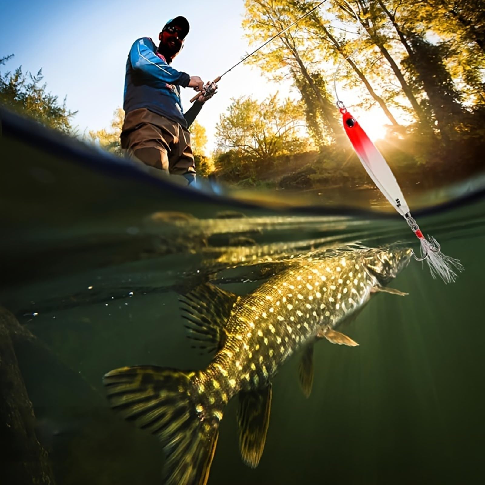Set di esche da pesca, 7PCS Metallo Pesca Lure Paillettes Cucchiai con Hard Bait Per Sea Lake Lure Strumento per acqua dolce Trota Bass Salmone Pesca