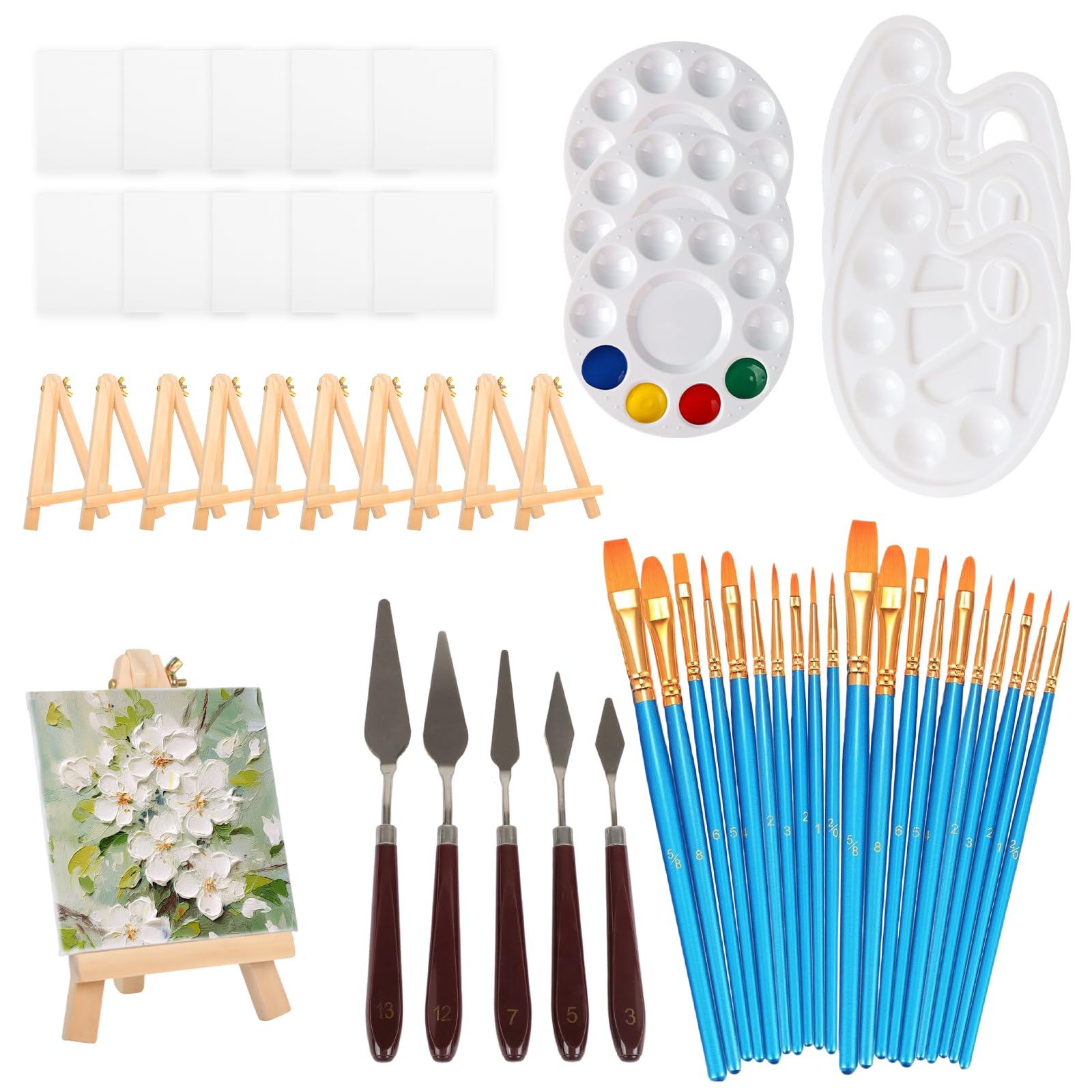 Aniyoo 51Pcs Canvas with Easel Set for Adults and Artist Beginner Students