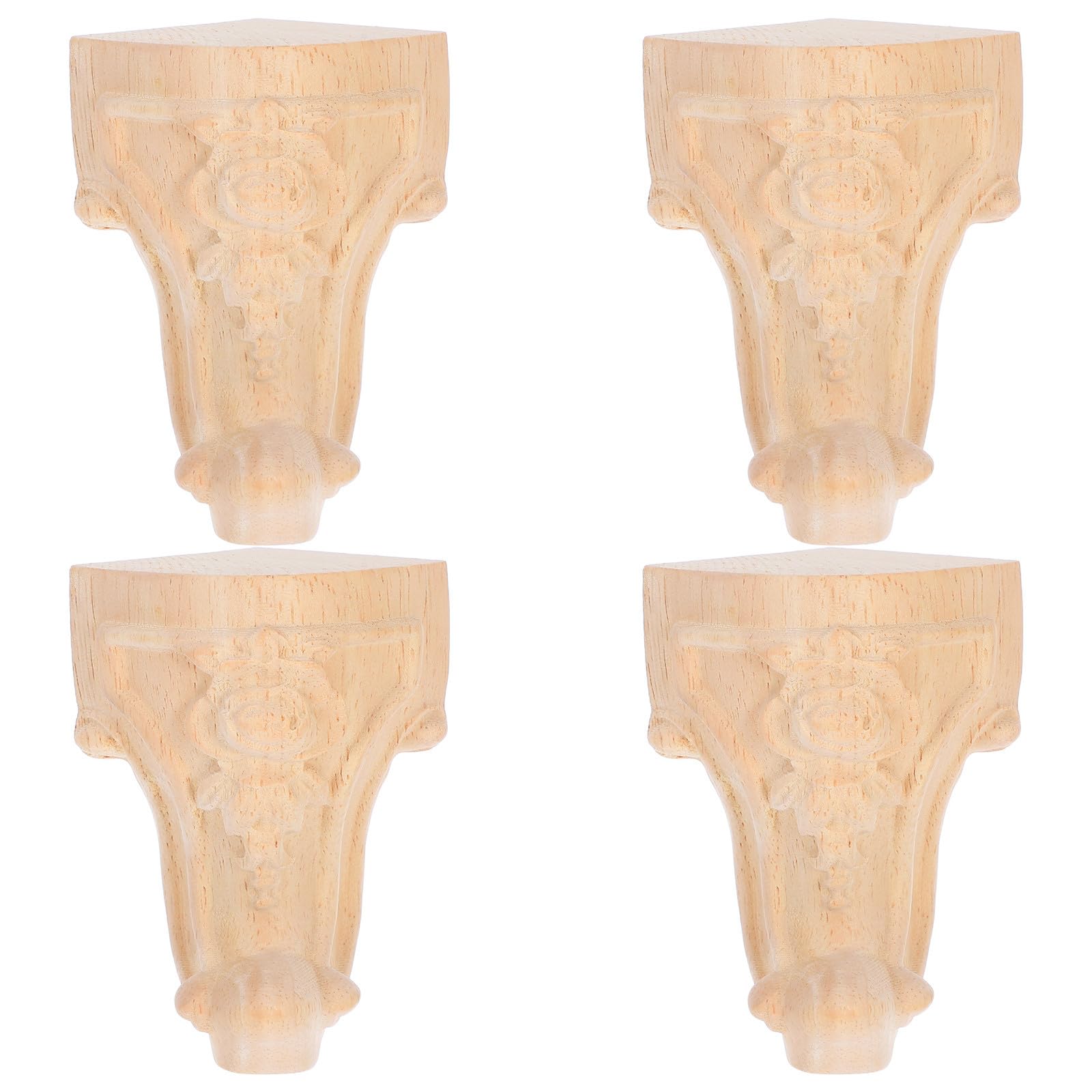 Patas de madera maciza talladas para muebles: juego de 4 piezas resistentes