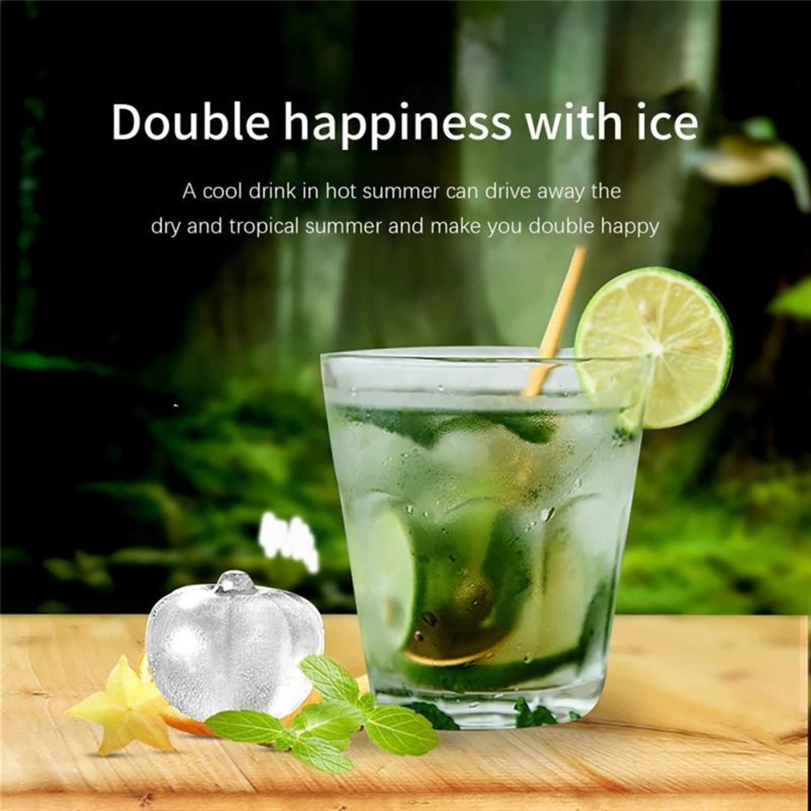 Vassoio per cubetti di Ghiaccio in Silicone a 4 cavità - A Forma di Zucca - Perfetto per Gelato, caffè, Whisky e Cocktail - Strumento da Cucina per preparare Palline di Ghiaccio - (Colore:
