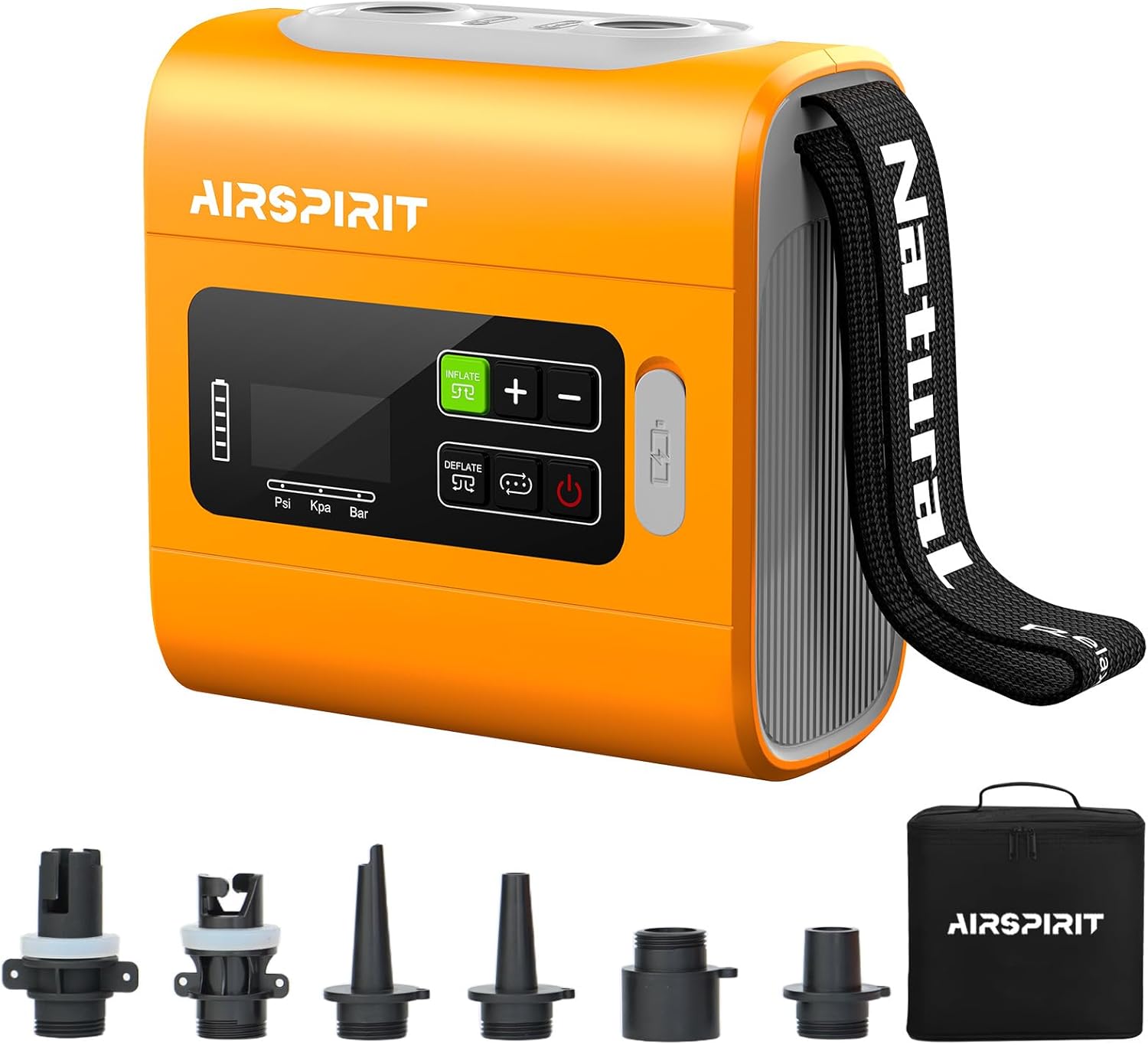 AIRSPIRIT Bomba eléctrica para tabla de remo, bomba de aire recargable de alta presión de 22 PSI, inflado y desinflado inteligente de doble etapa,