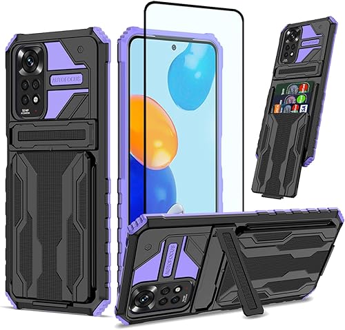 Miniatura 1 de Funda de teléfono para Redmi Note 11Redmi Note 11S 2201117TY Funda con protector de pantalla, cartera desmontable para tarjeta de crédito con