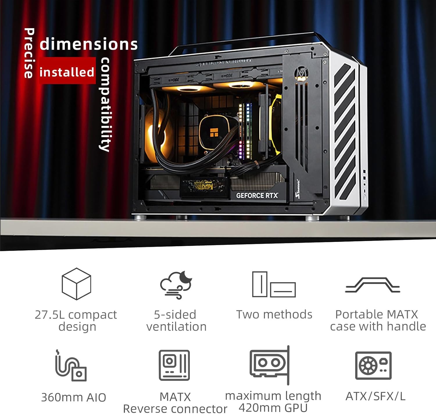 Mechanic master C30pro Side penetrating 360 Water-Cooled Matx/ITX Portable Desktop Computer Aluminum Alloy case (Elegant Black)