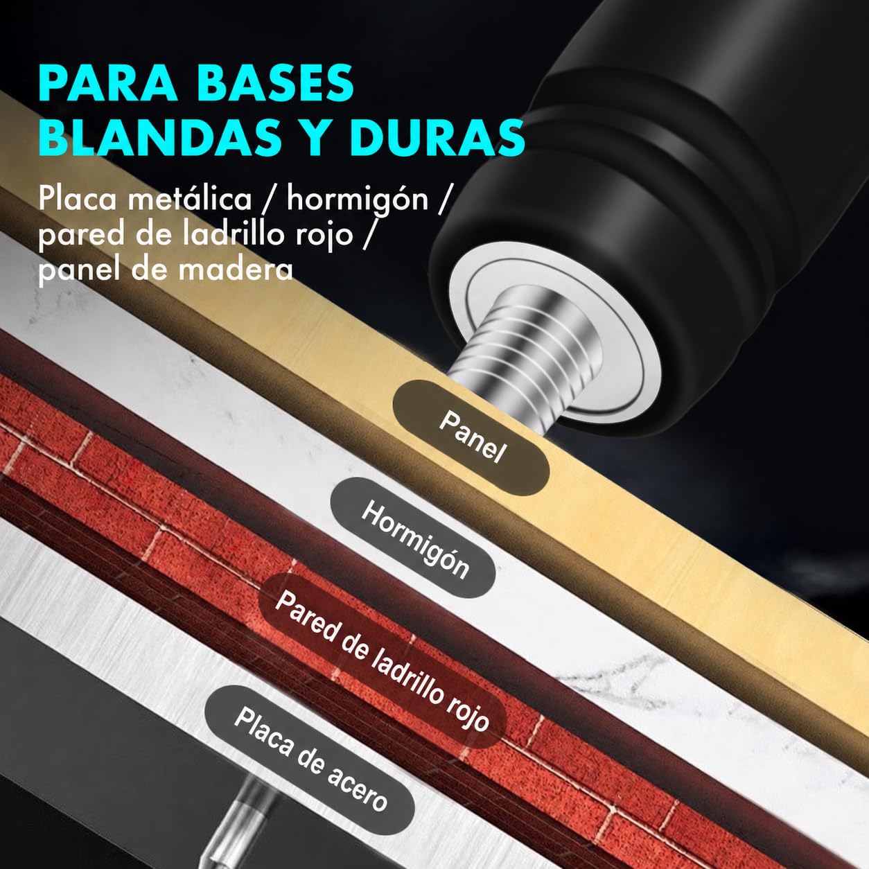 Pistola de Clavos Manual Clavadora Hormigon, 5 Velocidades Nail Gun, Pistolas de Uñas Portátil para Paredes de Cemento, Madera, Techo, Casa (Clavos No Incluidos)