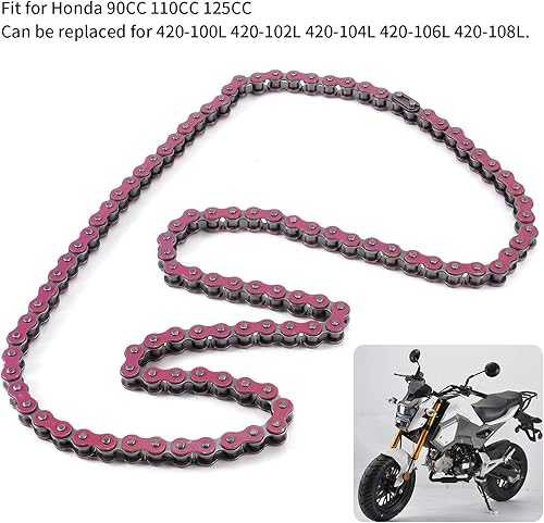 Vista 13 de ARAMOX Cadena de motocicleta, cadena de eslabones de repuesto para 420‑106L motocicleta ATV (verde)