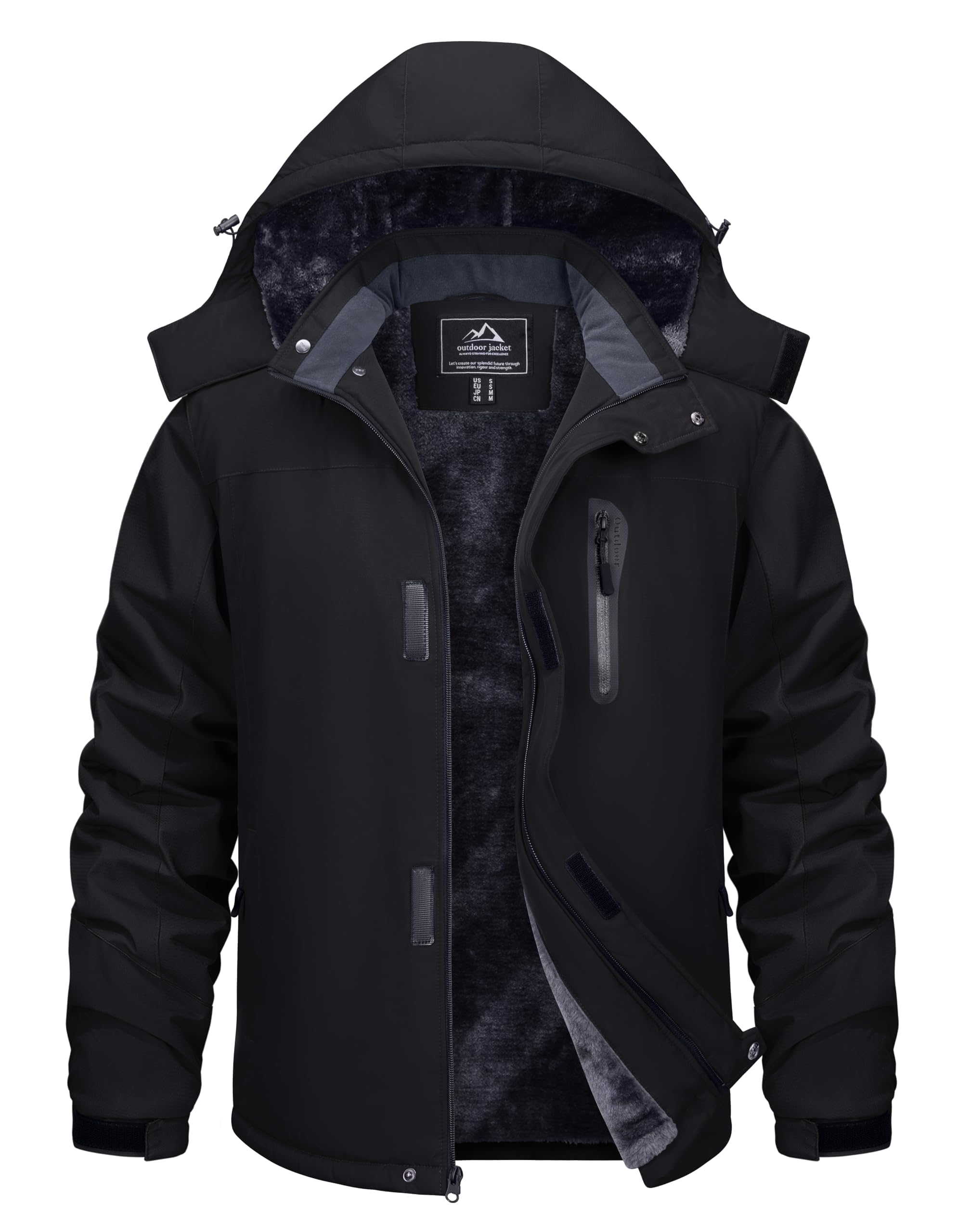 TACVASEN Winterjacke Herren Wasserdicht Warme Skijacke Fleece Gefütterte Softshelljacke Atmungsaktiv mit Abnehmbarer Kapuze