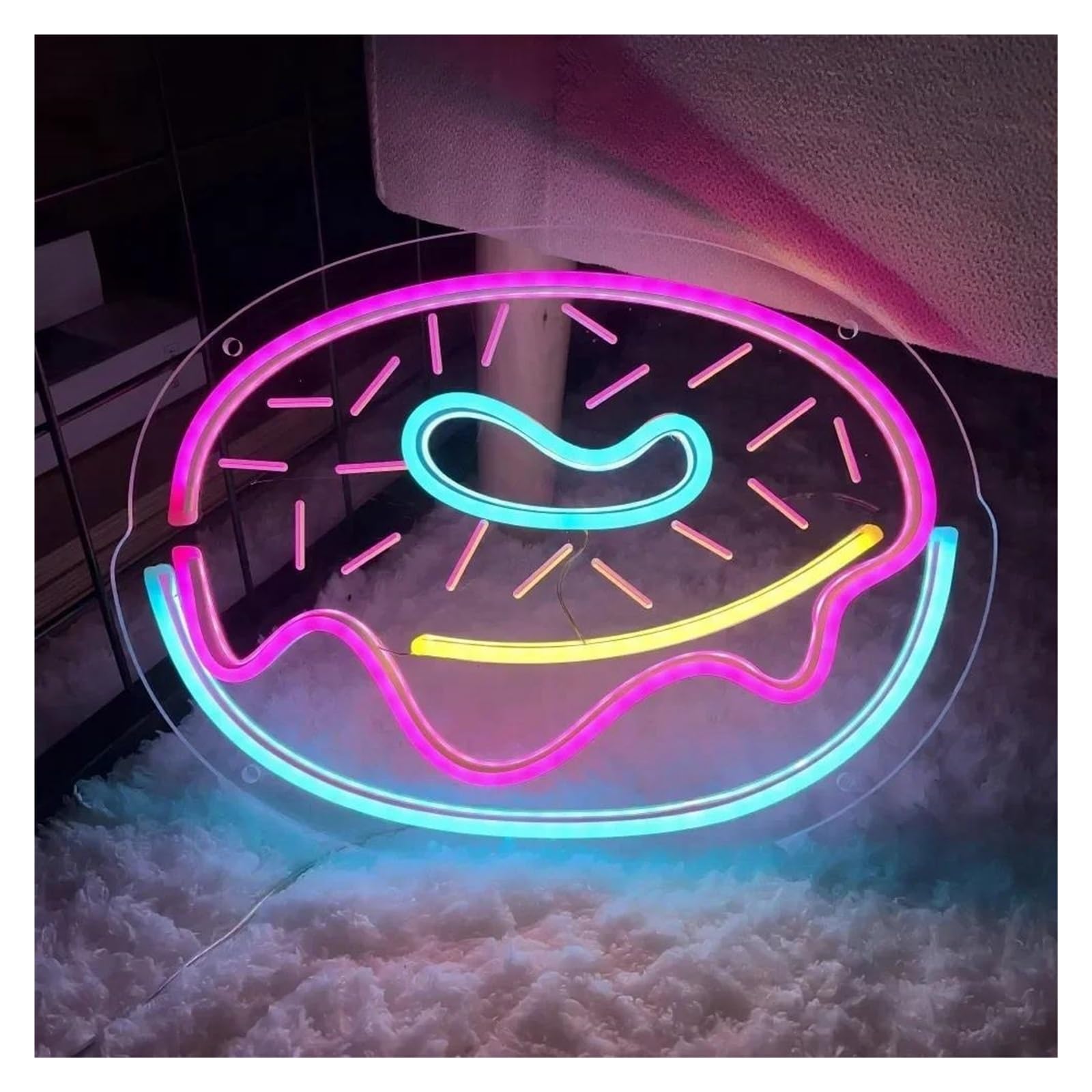 LEMST Signs Lamp Doughnut Neon Signs USB Powered, Adjustable Brightness Neon Lights Doughnut Suitable for Shop Sign Decor Signs(37cmx45cm)