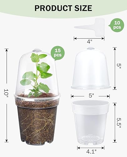 Vista 14 de homenote Macetas transparentes para vivero, maceta de 3/4/5 pulgadas para plantar plántulas de plástico con agujeros de drenaje, flor de iniciación