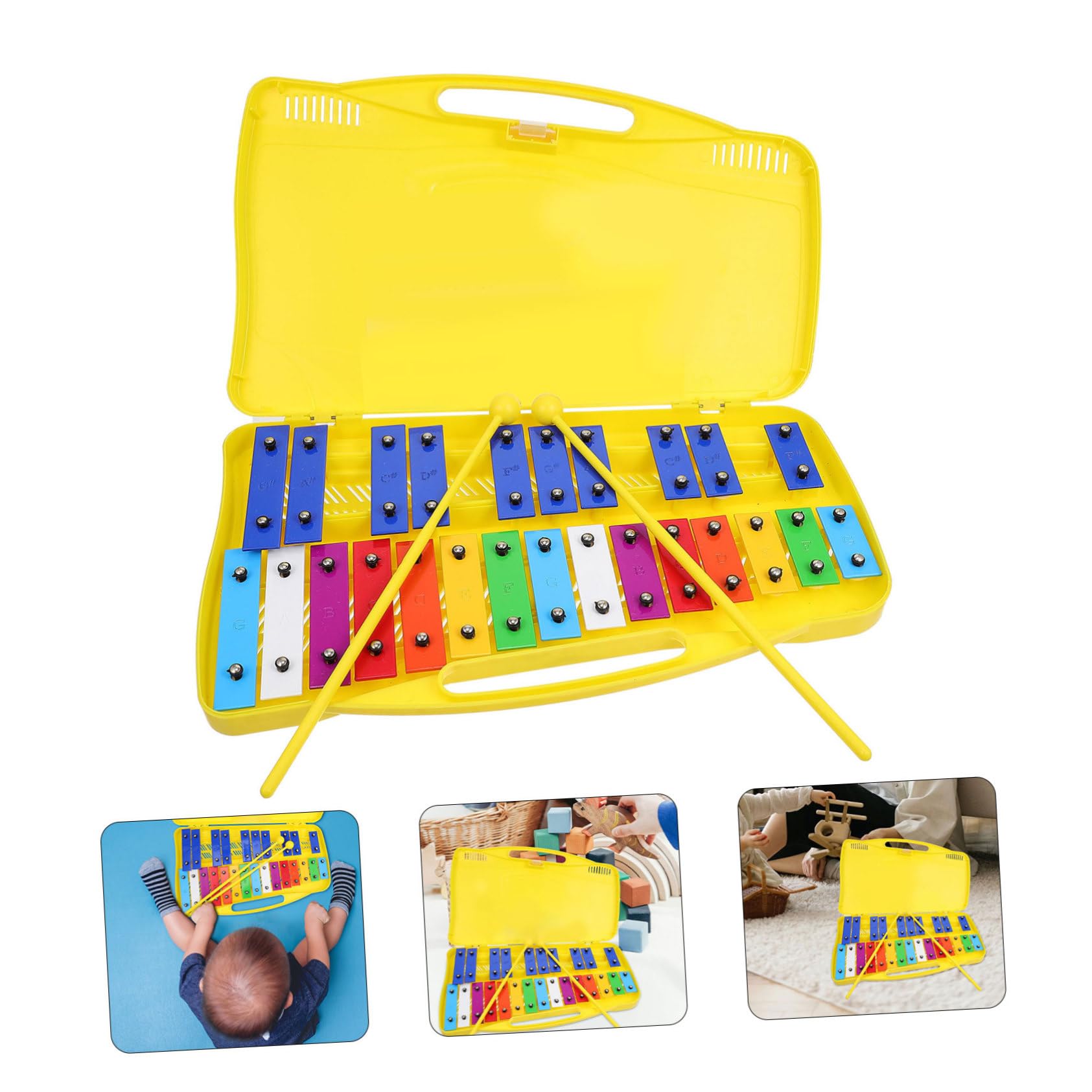 Metallofono Blu in Ferro e Plastica per 25 Note Ragazzo Ragazza | Tasti Colorati, Suono Chiaro, Strumento Orff, Gioco Educativo per Child