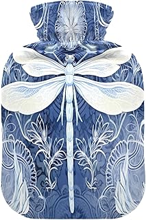 Wajiw Hot Water Bottle with Cover 2L Warm Water Bottle for Hot and Cold Compress Hot and Cold Therapies,Hand Feet Warmer,Dragonfly