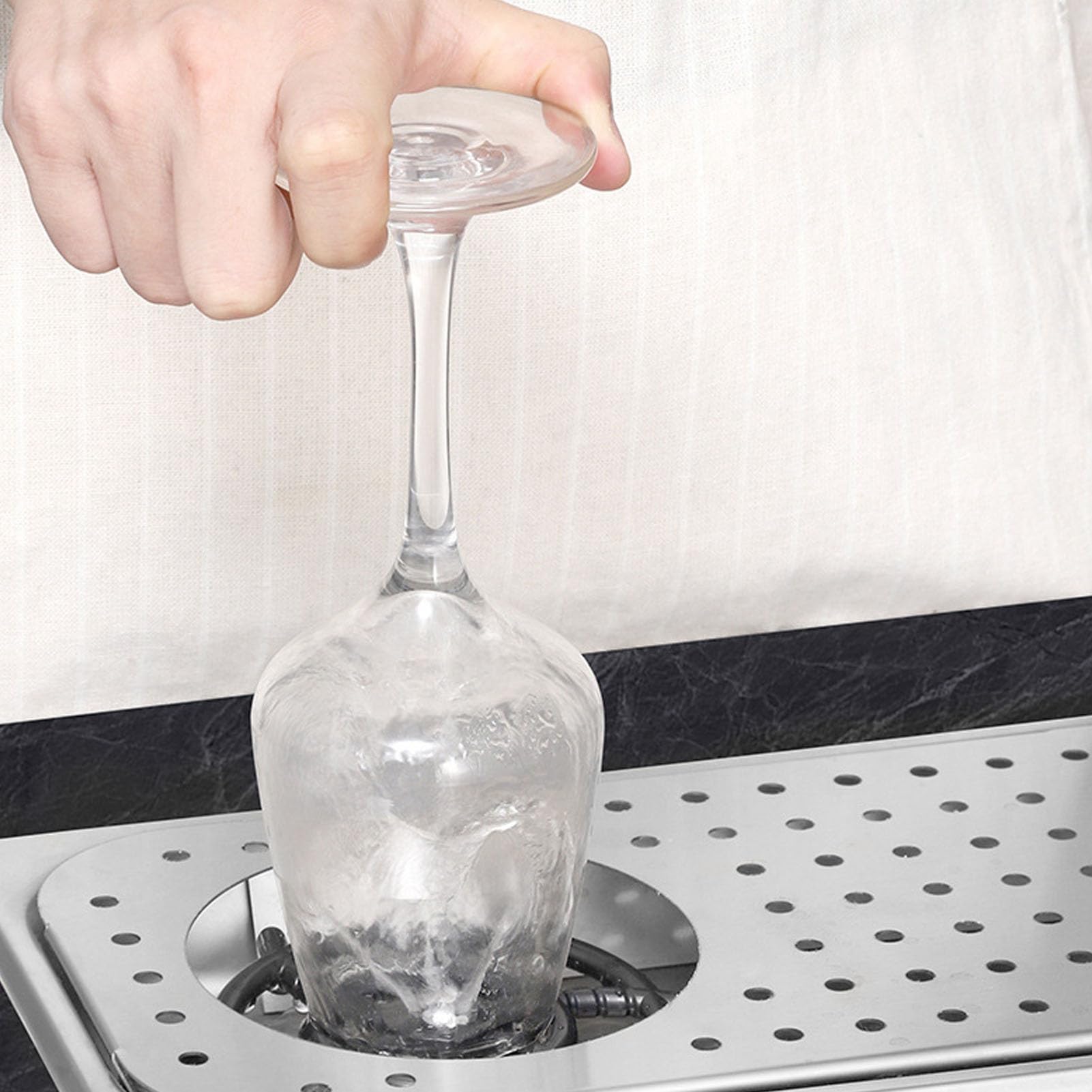 Generic Lavadora de Tazas de Enjuague de Vidrio, Equipo de Botella de Fregadero Automático de Acero Inoxidable 304 para el Hogar, Bar, Cafetería con Bandeja de Goteo de Drenaje