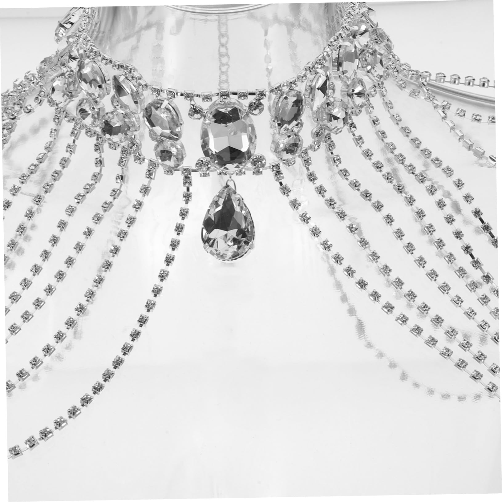 COLLBATH Cadena Corporal con Borlas de Pedrería Collar de Hombro Versátil para Mujer Joyería con Cadena de Aleación y Cristales para Fiestas Bodas y Ocasiones Especiales