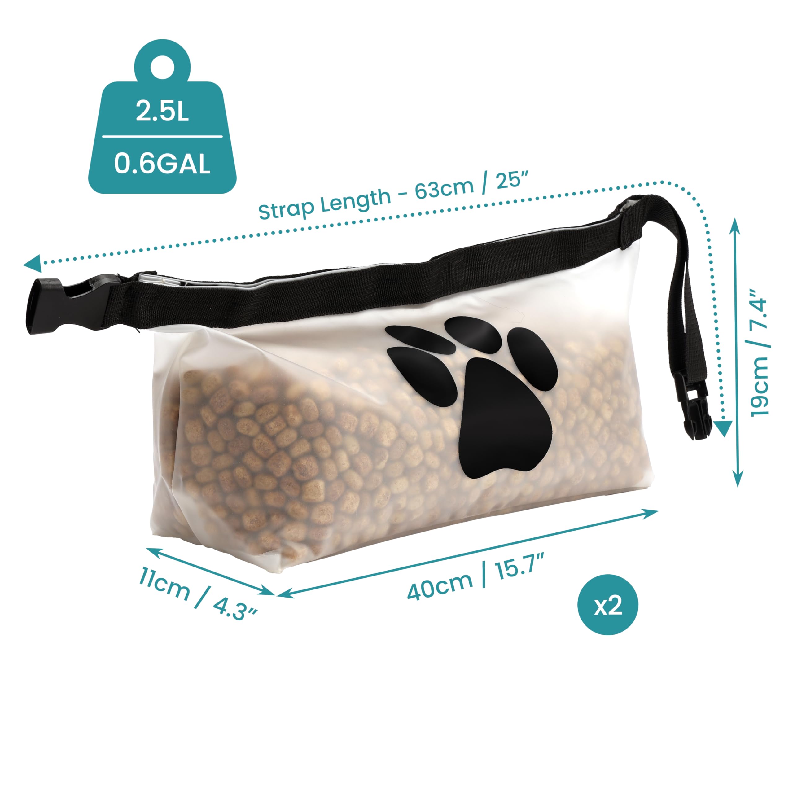BELLE VOUS Lot de 2 Sacs de Conservation de Nourriture pour Chien - Gamelle de Voyage Pliable - Bol Portable pour Le Transport et la Pension - Conserve la Fraîcheur des Croquettes