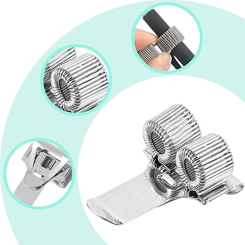 Miniatura 3 de 4 Pcs Metal Pen Holder Adjustable Spring Loop Pen Clip Universal Organizer Holder Clip for Notebook Clipboard Home Office Pocket School Journal
