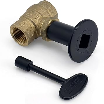 Midwest Hearth Fire Pit Gas Valve Kit - 3/4" NPT Solid Brass Ball Valve with Flat Black Floor Plate and Key - CSA Certified - Natural Gas and Propane - 300,000 BTU