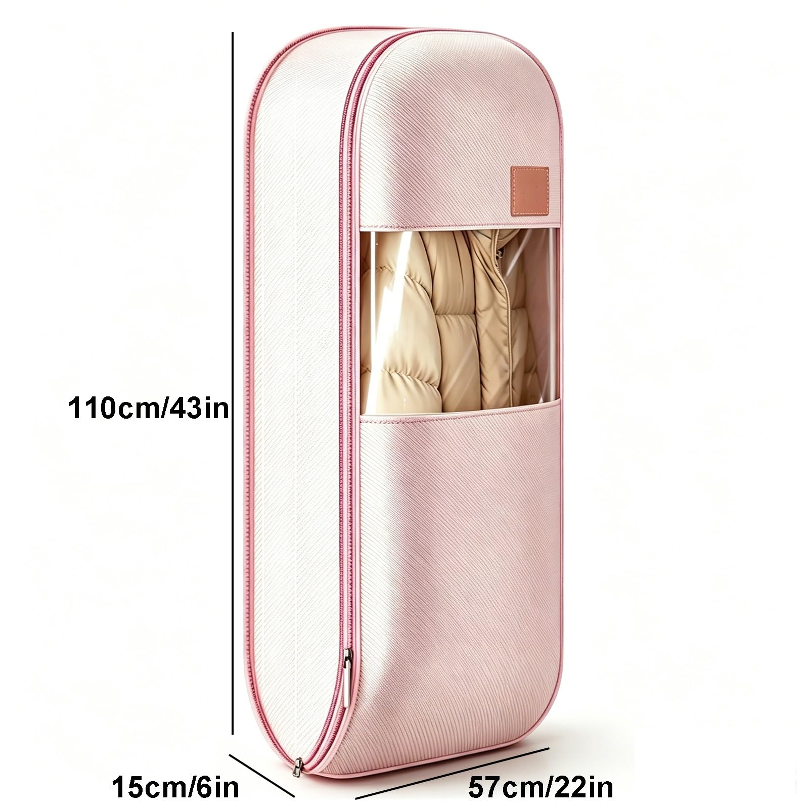 2er Pack Kleiderhüllen mit Reißverschluss, Kleiderhüllen für Daunenjacken, für die Aufbewahrung von Garderobe und Wertvoller Kleidung(57 * 15 * 110cm/22 * 6 * 43in)